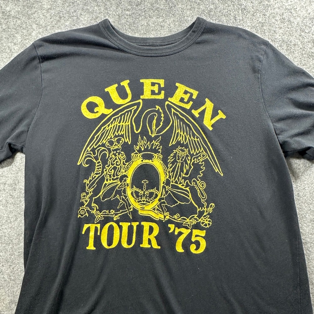Lucky Brand Queen Tour 75 Graphic T-Shirt Mens L Black Short Sleeve USA Made